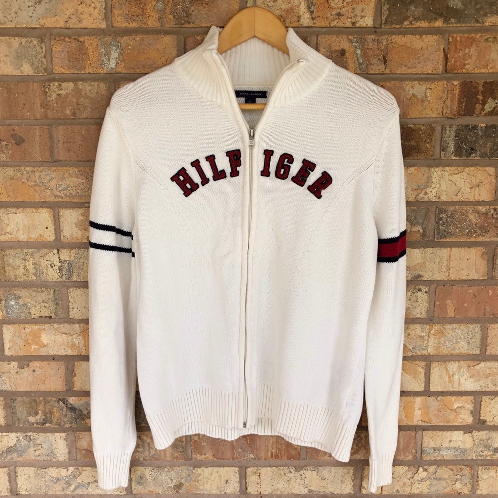 Tommy Hilfiger Spell Out Zip Up Sweater X-Large XL